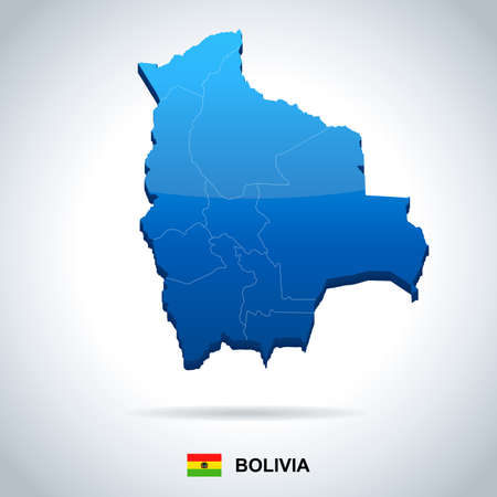 Bolivia map and flag high detailed vector illustration.のイラスト素材