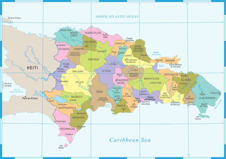 Dominican Republic map high detailed vector illustration.のイラスト素材