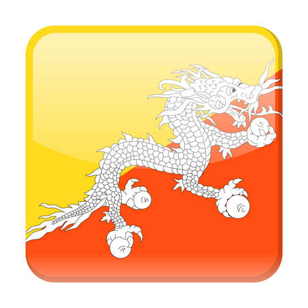 Bhutan Flag Vector Square Icon Illustrationのイラスト素材