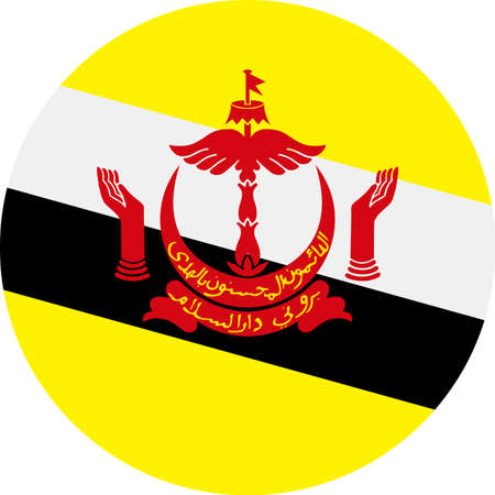 Brunei Flag Vector Round Flat Icon - Illustrationのイラスト素材