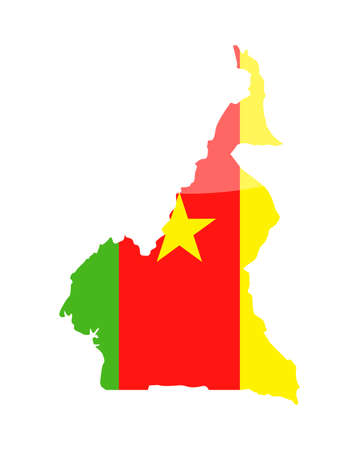Cameroon Flag Country Contour Vector Icon Illustrationのイラスト素材