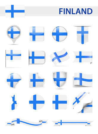 Finland Flag Set - Vector Illustrationのイラスト素材