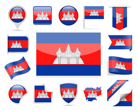 Cambodia Flag Set Vector Illustrationのイラスト素材