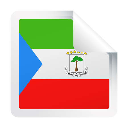 Equatorial Guinea Flag Vector Square Corner Paper Icon Illustration.のイラスト素材