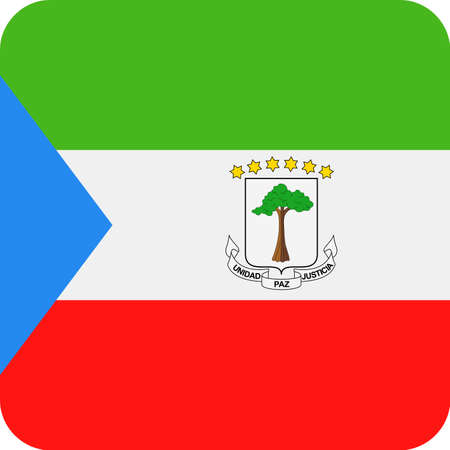Equatorial Guinea Flag Vector Square Flat Icon Illustration.のイラスト素材