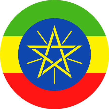 Ethiopia flag vector round flat icon illustration.のイラスト素材