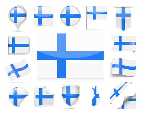 Finland flag set vector illustration.のイラスト素材