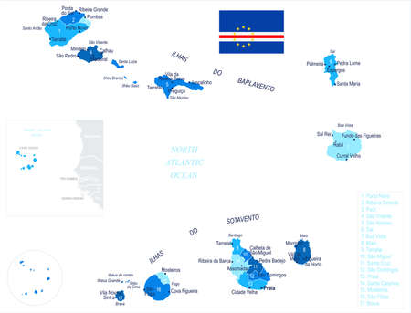 Cape Verde Map - Detailed Info Graphic Vector Illustrationのイラスト素材