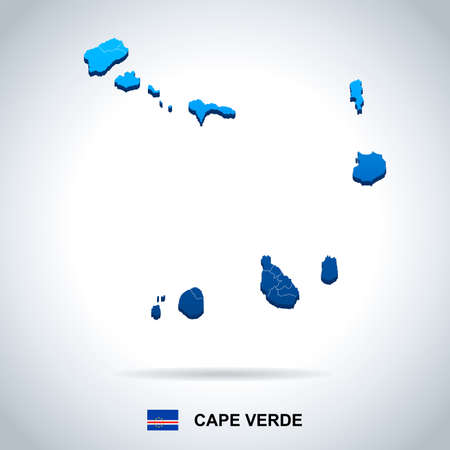 Cape Verde map and flag - high detailed vector illustration.のイラスト素材
