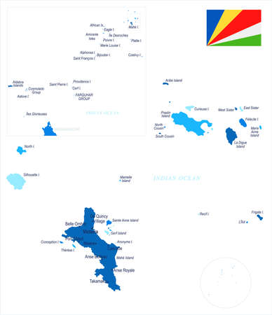 Seychelle map - detailed info graphic vector illustration.のイラスト素材
