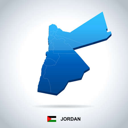 Jordan map and flag - High Detailed Vector Illustrationのイラスト素材