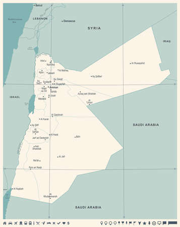 Jordan Map - Vintage High Detailed Vector Illustrationのイラスト素材