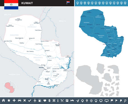 Paraguay map and flag - High Detailed Vector Illustrationのイラスト素材