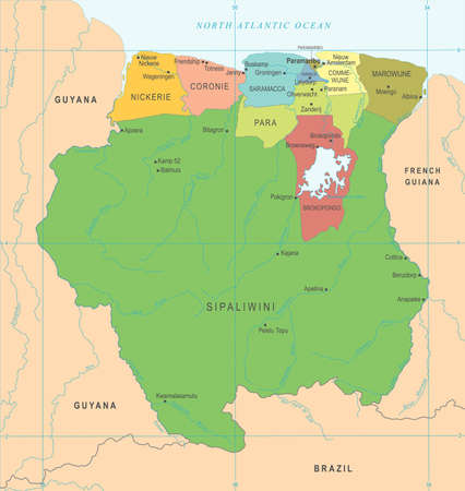 Suriname Map - High Detailed Vector Illustrationのイラスト素材