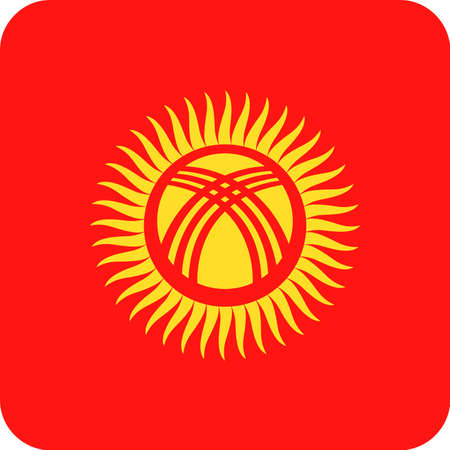 Kyrgyzstan Flag Vector Square Flat Icon - Illustrationのイラスト素材