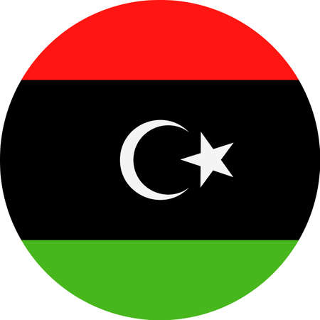 Libya flag vector round flat icon - illustration.のイラスト素材