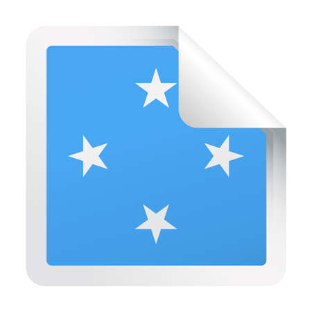 Micronesia flag vector square corner paper icon - illustration.のイラスト素材