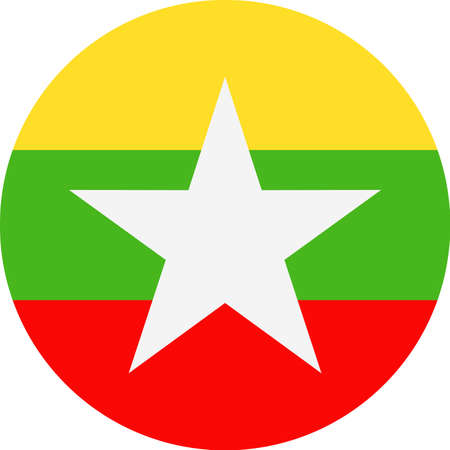 Myanmar Flag Vector Round Flat Icon - Illustrationのイラスト素材