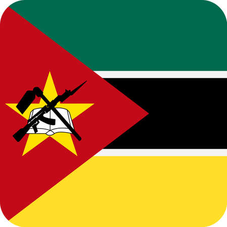 Mozambique Flag Vector Square Flat Icon - Illustrationのイラスト素材