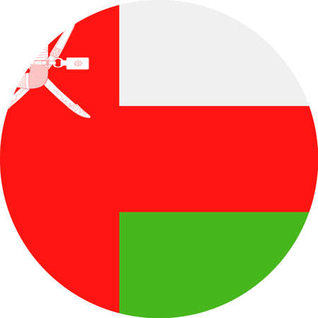 Oman Flag Vector Round Flat Icon - Illustrationのイラスト素材