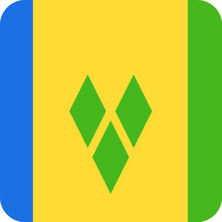 Saint Vincent and the Grenadines Flag Vector Square Flat Icon - Illustrationのイラスト素材
