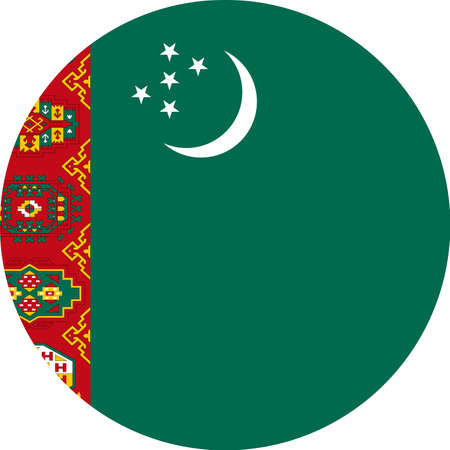 Turkmenistan Flag Vector Round Flat Icon - Illustrationのイラスト素材