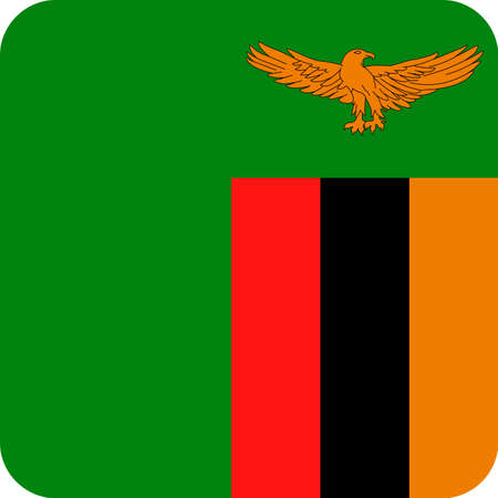 Zambia Flag Vector Square Flat Icon - Illustrationのイラスト素材