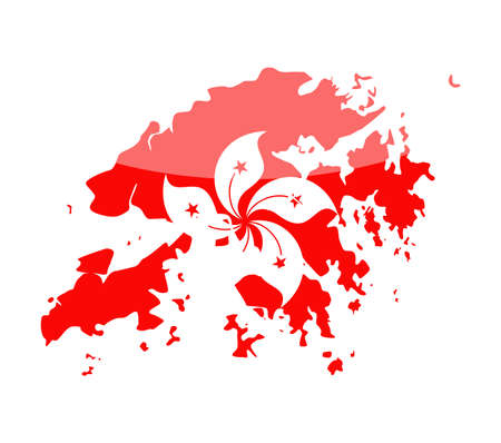 Hong Kong Flag Country Contour Vector Icon - Illustrationのイラスト素材