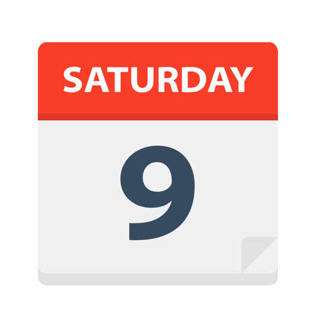 Saturday 9 - Calendar Icon - Vector Illustrationのイラスト素材