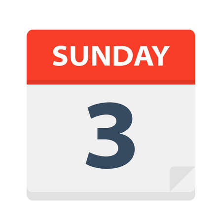 Sunday 3 - Calendar Icon - Vector Illustrationのイラスト素材