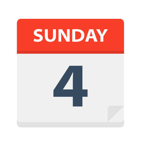 Sunday 4 - Calendar Icon - Vector Illustrationのイラスト素材