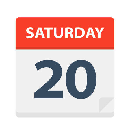 Saturday 20 - Calendar Icon - Vector Illustrationのイラスト素材