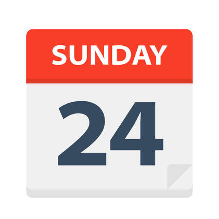 Sunday 24 - Calendar Icon - Vector Illustrationのイラスト素材