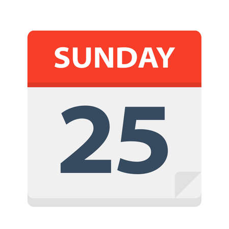 Sunday 25 - Calendar Icon - Vector Illustrationのイラスト素材