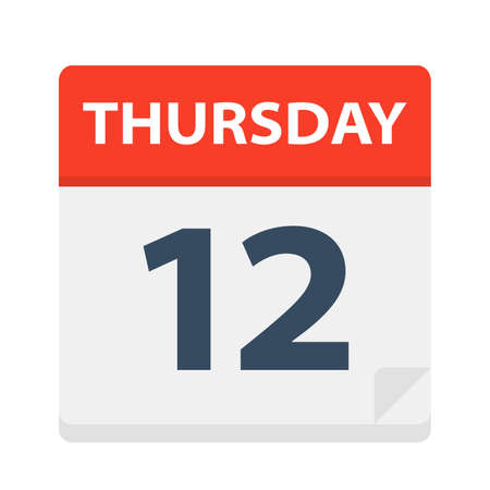 Thursday 12 - Calendar Icon - Vector Illustrationのイラスト素材