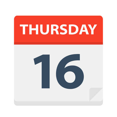 Thursday 16 - Calendar Icon - Vector Illustrationのイラスト素材