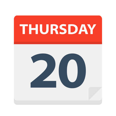Thursday 20 - Calendar Icon - Vector Illustrationのイラスト素材