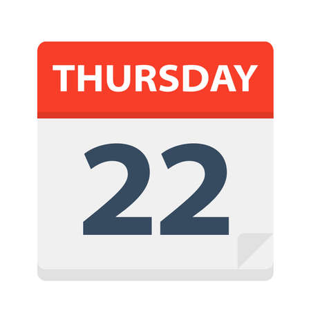 Thursday 22 - Calendar Icon - Vector Illustrationのイラスト素材