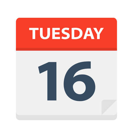 Tuesday 16 - Calendar Icon - Vector Illustrationのイラスト素材