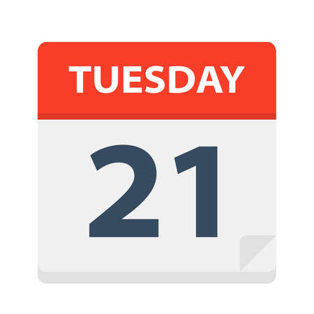Tuesday 21 - Calendar Icon - Vector Illustrationのイラスト素材