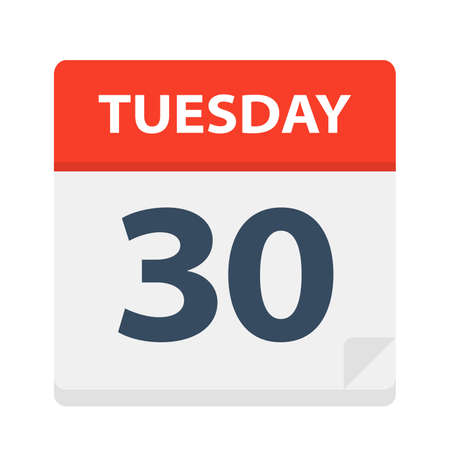 Tuesday 30 - Calendar Icon - Vector Illustrationのイラスト素材