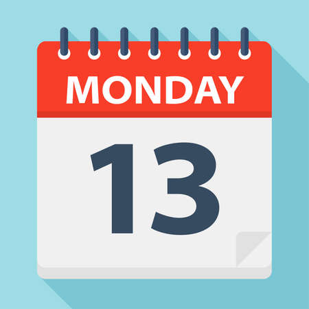 Monday 13 - Calendar Icon - Vector Illustrationのイラスト素材