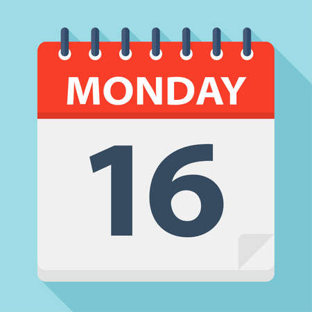 Monday 16 - Calendar Icon - Vector Illustrationのイラスト素材