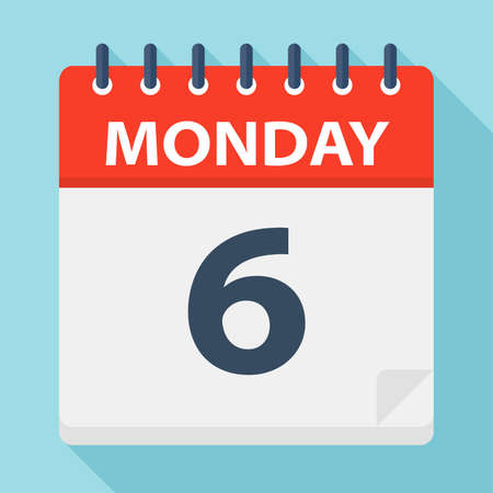 Monday 6 - Calendar Icon - Vector Illustrationのイラスト素材