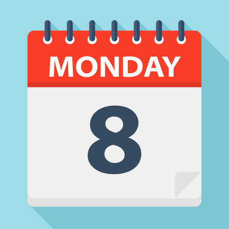 Monday 8 - Calendar Icon - Vector Illustrationのイラスト素材