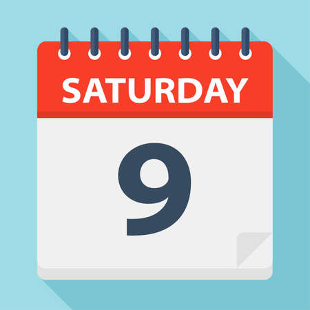 Saturday 9 - Calendar Icon - Vector Illustrationのイラスト素材