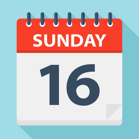 Sunday 16 - Calendar Icon - Vector Illustrationのイラスト素材