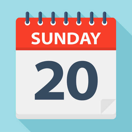Sunday 20 - Calendar Icon - Vector Illustrationのイラスト素材