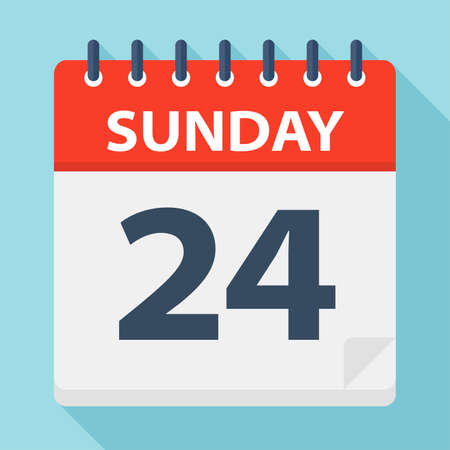 Sunday 24 - Calendar Icon - Vector Illustrationのイラスト素材
