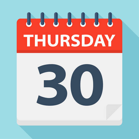 Thursday 30 - Calendar Icon - Vector Illustrationのイラスト素材